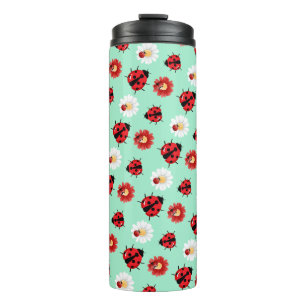 Niedlicher Rotpolka Punkt Ladybug Blume Girl Thermosbecher