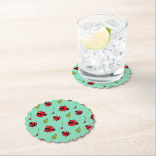 Niedlicher Rotpolka Punkt Ladybug Blume Girl Untersetzer