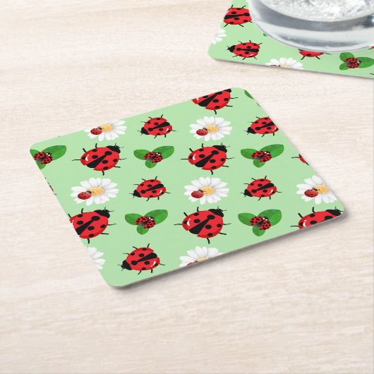 Niedlicher Rotpolka Punkt Ladybug Daisy Blume Somm Rechteckiger Pappuntersetzer (angewinkelt)