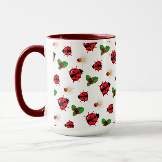Niedlicher Rotpolka Punkt Ladybug Daisy Blume Somm Tasse (Links)