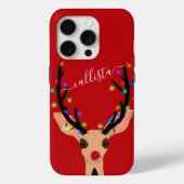 Niedlicher Rotrescher Hirsch glühende Weihnachtsle Case-Mate iPhone Hülle (Rückseite)
