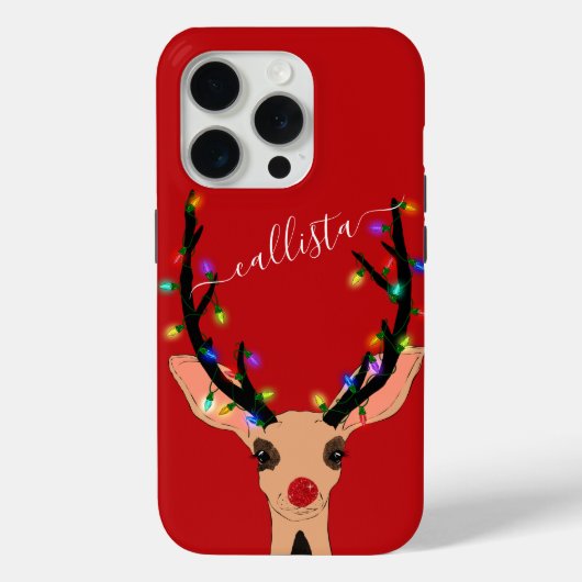 Niedlicher Rotrescher Hirsch glühende Weihnachtsle Case-Mate iPhone Hülle (Rückseite)