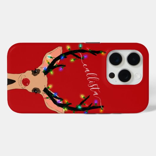 Niedlicher Rotrescher Hirsch glühende Weihnachtsle Case-Mate iPhone Hülle (Rückseite (Horizontal))