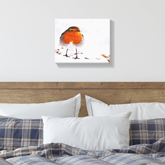 Niedlicher Rotrobinvogel Schnee Wintertierwelt Leinwanddruck (Insitu (Schlafzimmer))