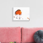 Niedlicher Rotrobinvogel Schnee Wintertierwelt Leinwanddruck (Insitu (Wohnzimmer))