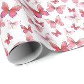 Niedlicher Rotschmetterling Muster Pastel Geschenkpapier (Rolleneckpunkt)