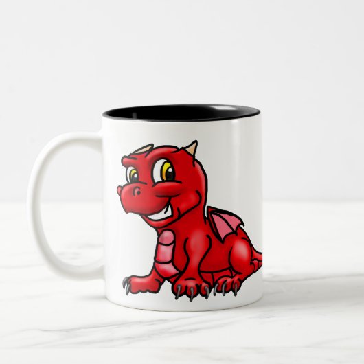 Niedlicher Rotschwanz-Drache Zweifarbige Tasse (Links)