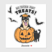 Niedlicher Rottweiler-Hund Halloween mit Schwarzer Aufkleber (Blatt)