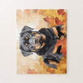 Niedlicher Rottweiler-Hund/Herbst/Herbst Puzzle (Vertikal)