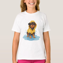 Niedlicher Rottweiler-Hund mit Regenmantel T-Shirt