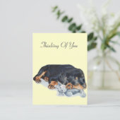 niedlicher Rottweiler-Welpenhund, der Teddy-Bärenk Postkarte (Stehend Vorderseite)