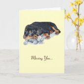 niedlicher Rottweiler-Welpenkuppelteddy vermisst Karte (Gelbe Blume)