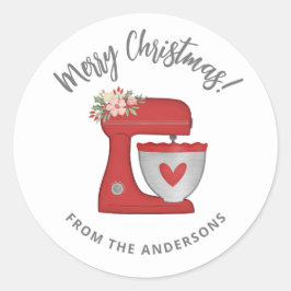 Niedlicher Rotweihnachtssaal Backkuchen Mixer Runder Aufkleber