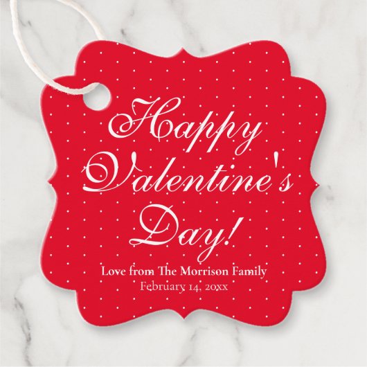 Niedlicher Rotweiße Polka-Punkte nach dem Valentin Geschenkanhänger (Vorderseite)