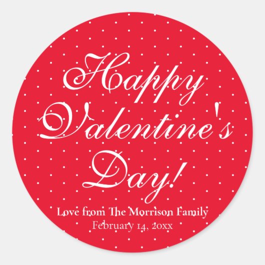 Niedlicher Rotweiße Polka-Punkte nach dem Valentin Runder Aufkleber (Vorderseite)