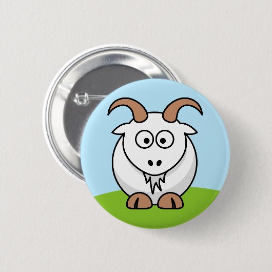 Niedlicher Round Cartoon Saanen Goat Button (Vorne & Hinten)