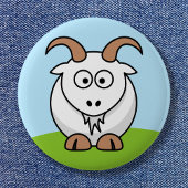 Niedlicher Round Cartoon Saanen Goat Button