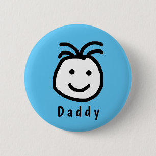 Niedlicher Round Happy Face Daddy Vathers Day Blue Button