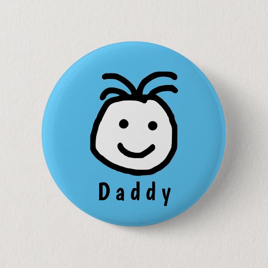 Niedlicher Round Happy Face Daddy Vathers Day Blue Button (Vorderseite)