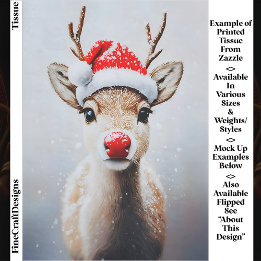 Niedlicher Rudolf in Weihnachtsmannmütze, Schnee-E Seidenpapier