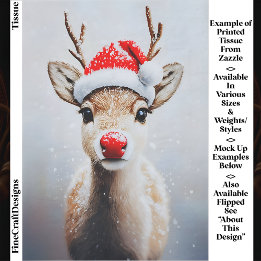 Niedlicher Rudolf in Weihnachtsmannmütze, Schnee-E Seidenpapier