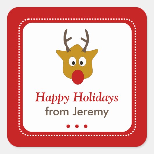 Niedlicher Rudolph: Das Weihnachtsgeschenk für die Quadratischer Aufkleber (Vorderseite)