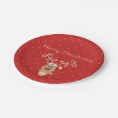 Niedlicher Rudolph der Cartoon der Rentiere mit ro Pappteller (Schrägansicht)