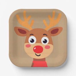 Niedlicher Rudolph der Papiertafel für die rote Na Pappteller