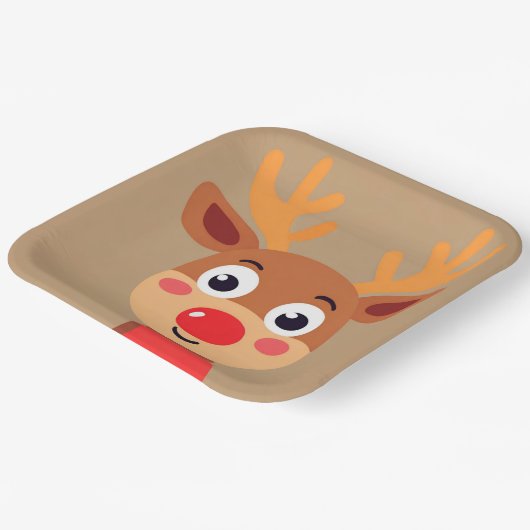 Niedlicher Rudolph der Papiertafel für die rote Na Pappteller (Gewinkelt)