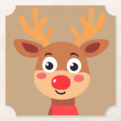 Niedlicher Rudolph der Red Nose Rentier Paper Unte Untersetzer (Vorderseite)
