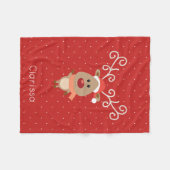 Niedlicher Rudolph der Rotnasen-Rentier-Cartoon Fleecedecke (Vorderseite (Horizontal))