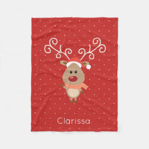 Niedlicher Rudolph der Rotnasen-Rentier-Cartoon Fleecedecke