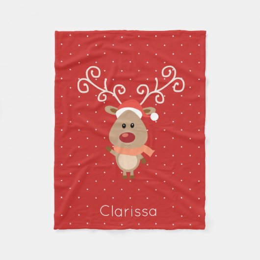 Niedlicher Rudolph der Rotnasen-Rentier-Cartoon Fleecedecke (Vorderseite)