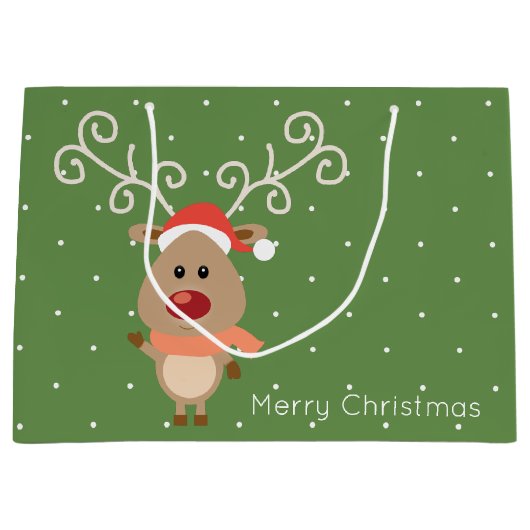 Niedlicher Rudolph der Rotnasen-Rentier-Cartoon Große Geschenktüte (Vorderseite)