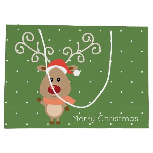 Niedlicher Rudolph der Rotnasen-Rentier-Cartoon Große Geschenktüte (Rückseite)