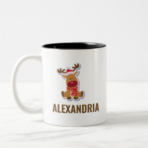 Niedlicher Rudolph Rentiere Weihnachtsfest Individ Zweifarbige Tasse