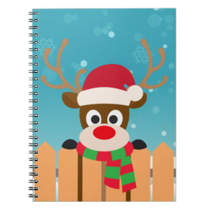 Niedlicher Rudolph The Red Nose Rentier Notebook Notizblock