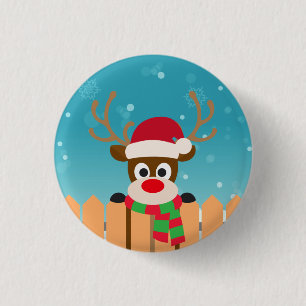 Niedlicher Rudolph The Red Nose Rentier Schaltfl Button