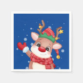 Niedlicher Rudolph The Red Nose Rentier Serviette (Vorderseite)