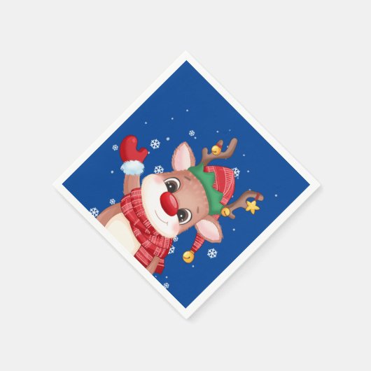 Niedlicher Rudolph The Red Nose Rentier Serviette (Ecke)