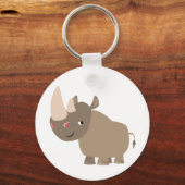 Niedlicher ruhiger Cartoon Rhino Schlüsselanhänger (Vorderseite)