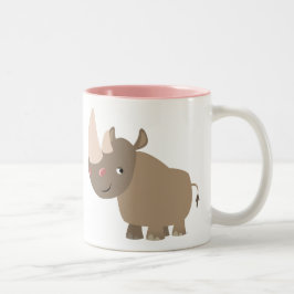 Niedlicher ruhiger Cartoon Rhino Zweifarbige Tasse