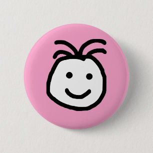 Niedlicher, runder Lächeln Happy Face Pink Button