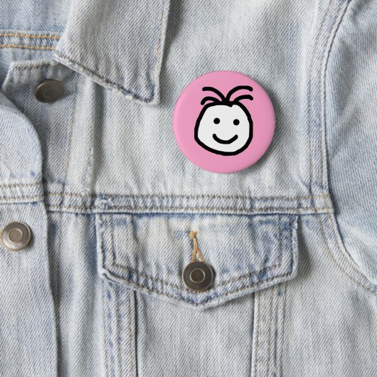 Niedlicher, runder Lächeln Happy Face Pink Button (Beispiel)