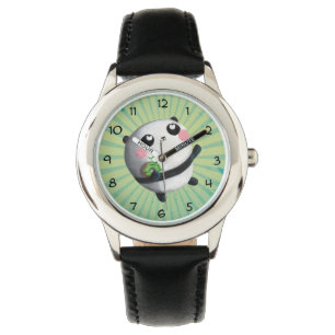 Niedlicher runder Panda Armbanduhr
