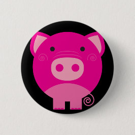 Niedlicher runder Schwein-Cartoon Button