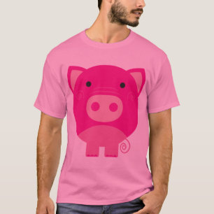Niedlicher runder Schwein-Cartoon T-Shirt