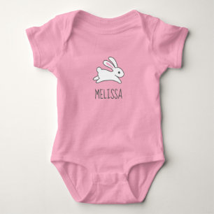 Niedlicher Running Bunny Rabbit Individuelle Name Baby Strampler
