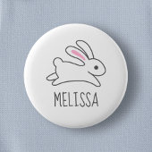 Niedlicher Running Bunny Rabbit Individuelle Name Button