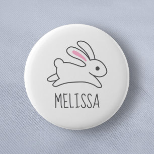 Niedlicher Running Bunny Rabbit Individuelle Name Button